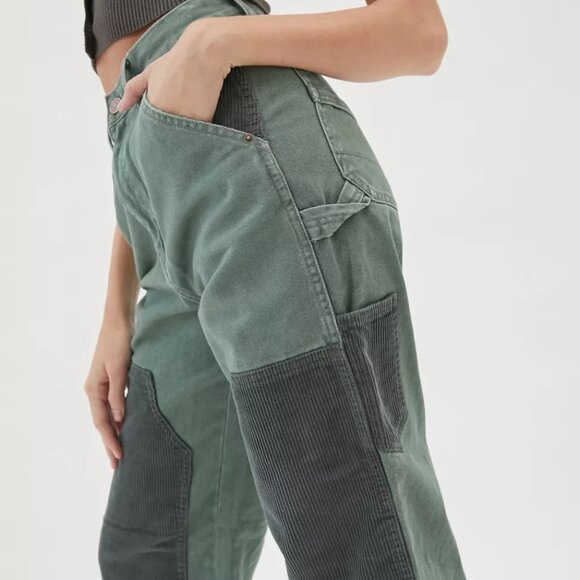 BDG Urban Outfitters Jack High-Waisted Carpenter Jean – Olive Green Corduroy 25 - Picture 2 of 13